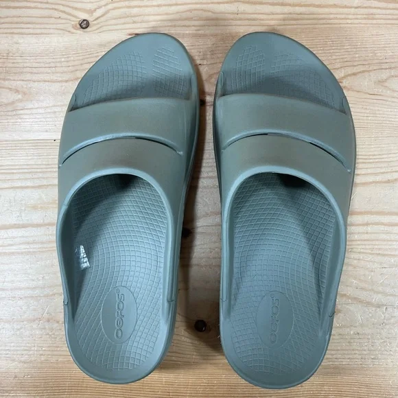 OOFOS OOahh Recovery Slide Sandal Men’s 10 Women’s 12 Foliage Green - Picture 3 of 9